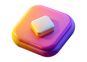 Poster - Abstract 3d rounded square shapes with a vibrant gradient of yellow orange pink and purple on a clean white background