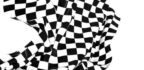 Poster - The checkered flag waves in the wind signifying the end of the race