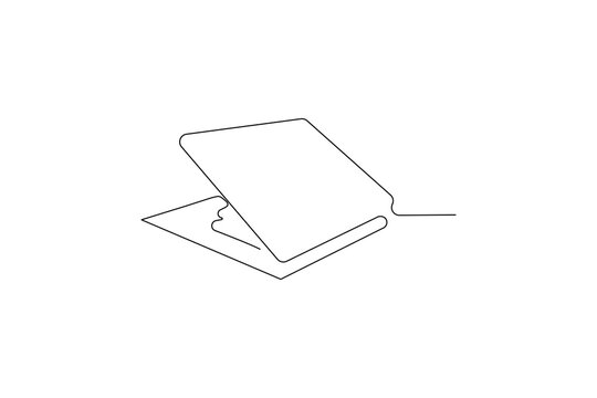 Laptop icon vector illustration drawng and Continuous one line art of isolated outline vector design
