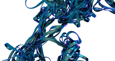 Poster - High-resolution 3D render of abstract blue ribbon swirls. Perfect for backgrounds, design, and more.