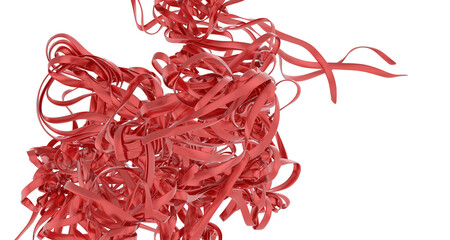 Poster - High-resolution image of tangled red ribbons. Perfect for abstract backgrounds or design projects.