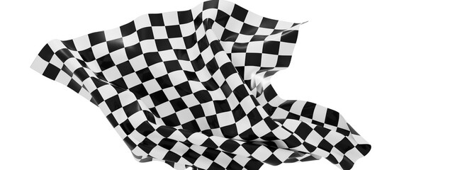Poster - High-res image of a black and white checkered flag fabric, perfect for racing or competition themes.