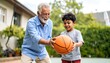 © bilqis - Grandson and grandfather playing basketball