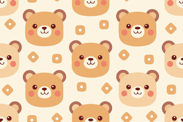 Poster - Seamless Pattern with Cute Cartoon Bears in Various Poses and Colors