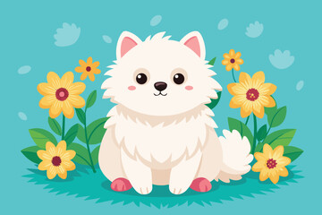 Poster - Vector Illustration of a Cute Fluffy White Animal Character Design