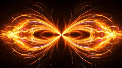 Wall Mural - Abstract fiery energy forming symmetry in dark space, possibly used for digital graphics