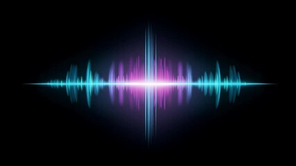 Aufkleber - Colorful sound wave glowing neon light with digital audio visualization, vibrant music frequency display in blue and purple, abstract waveform and dynamic sound energy effects