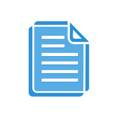 Leinwandbilder - Blue document icon with folded corner, representing files, pages, forms, reports, and paperwork in digital format.