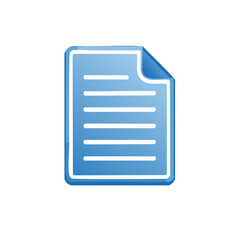 Leinwandbilder - Blue stylized icon of a document with text lines, representing information, a file, or data sheet