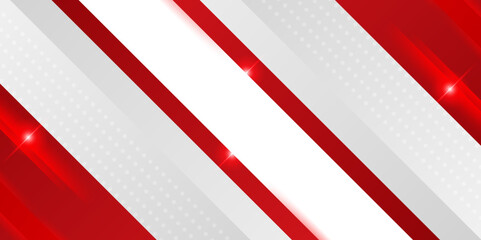 Poster - Abstract modern 3d red, white background with lines arrow geometric overlap shape elements. Abstract tech graphic background design. Modern graphic design template elements for poster, flyer, cover.