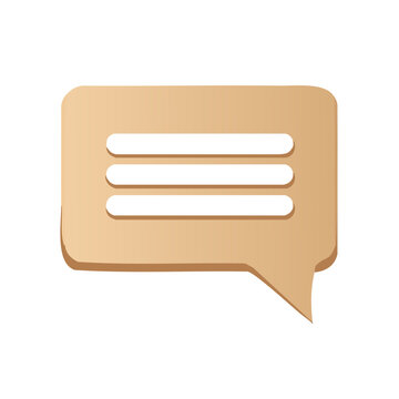 Minimalist beige speech bubble icon for text communication, dialogue and conversation symbol