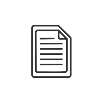 Document Line Art Sheet of Paper with Text Lines Minimalist Outline Style