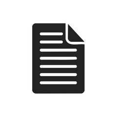Leinwandbilder - Black document icon showing sheet of paper with curled corner and text lines