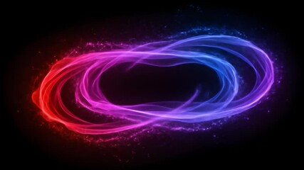 Wall Mural - Abstract glowing ring of color swirls on black background. Good for tech or design