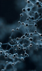 Poster - Abstract structure depicting complex molecular connections and networks with interconnected spheres and lines against