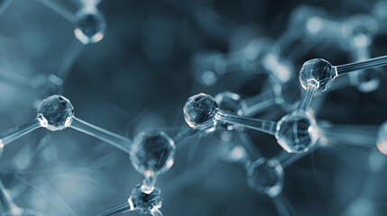 Poster - Abstract molecular structure connectivity in blue tone ideal for scientific pharmaceutical chemical or technology