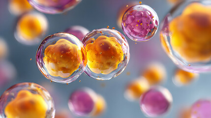 Poster - Microscopic cell division mitosis concept displaying embryonic development and biological processes showing healthy
