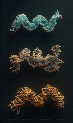 Poster - Metallic interwoven strands on dark backdrop displaying interconnected structure symbolizing complexity and elegant