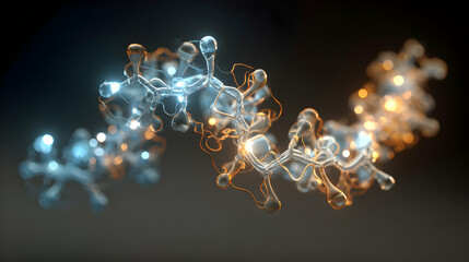 Poster - Abstract luminous molecular structure science model with artistic translucent design ideal for scientific research