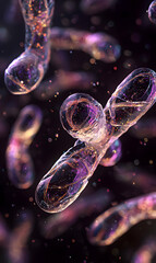 Poster - Intricate microscopic view of cellular structures with detailed textured surfaces for scientific or medical