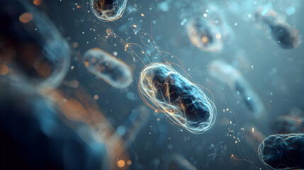 Poster - Microscopic Organisms Under Investigation Revealing Intricate Cellular Structures in a Scientific Exploration and