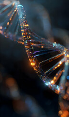 Poster - Detailed rendered dna molecule structure scientific visualization of genetic code for medical analysis and biological