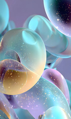 Poster - Abstract translucent shapes shimmering with pastel colors and subtle light play ethereal design for contemporary art