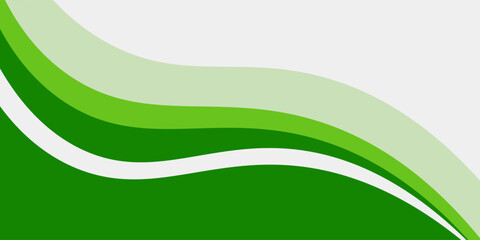 Poster - Abstract White and Green wave wide background banner