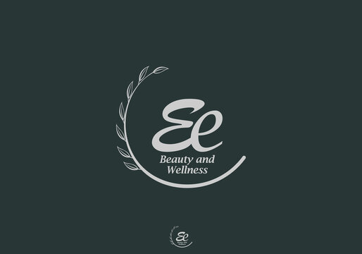 Ee Monogram with Leaf Emblem for Beauty and Wellness Brand