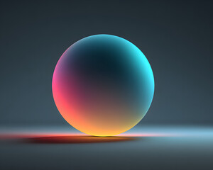 Poster - Blur gradient circle with grain noise texture, neon hologram iridescent color blurry shape isolated on transparent background.