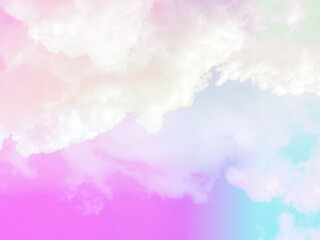 Wall Mural - Soft beauty pink and blue color light. Big fluffy cloud on sky background .