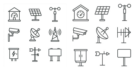 Poster - Collection of icons for various things like weather, security, and communication. The icons are all in black and white and are arranged in a grid
