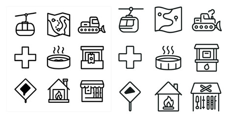 Aufkleber - Set of icons with a variety of shapes and sizes. The icons include a cross, a house, a boat, a car, a plane, a helicopter, a boat, a building, a swimming pool, a fire hydrant