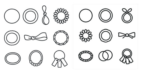 Poster - The image is a collection of various shapes and designs, including circles, squares, and triangles. The shapes are all white and appear to be abstract, with some resembling jewelry or accessories