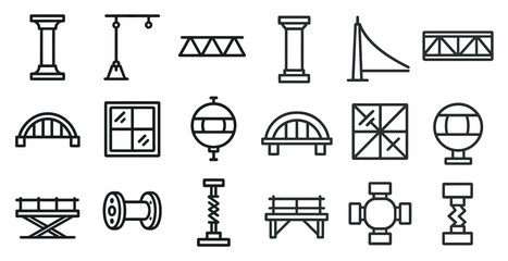 Aufkleber - Collection of various types of bridges and other structures. Scene is one of engineering and construction