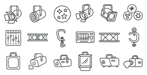Aufkleber - Collection of lighting equipment and accessories. The items include a light stand, a light fixture, a light bulb, a light switch, a light bulb holder, a light bulb socket, a light bulb holder