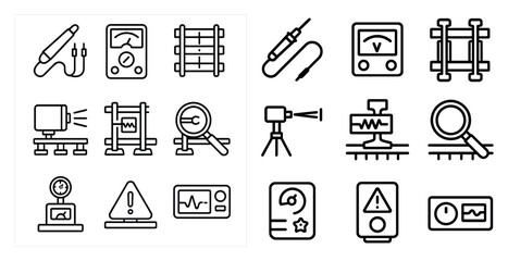 Poster - Set of icons for various tools and equipment, including a magnifying glass, a camera, and a stopwatch
