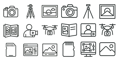 Aufkleber - Camera with a tripod is displayed. The camera is a digital camera, which is a modern type of camera that uses electronic sensors to capture images