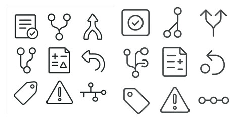 Poster - Set of icons with a variety of shapes and sizes. The icons include a check mark, a question mark, a plus sign, a minus sign, a star, a triangle, a rectangle, a circle, a square, a line