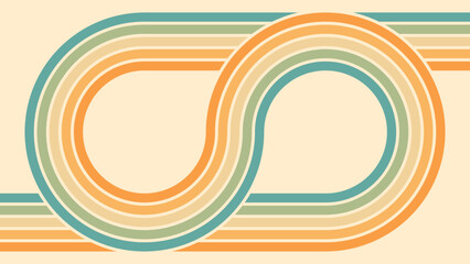 Wall Mural - abstract background of rainbow groovy wavy line design in 1970s hippie retro style. vector pattern r