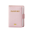 © Israt - Pink leather passport holder travel accessory gold lettering stylish design