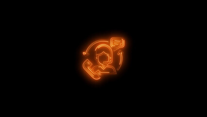 Aufkleber - Glowing neon customer service icon illustrating assistance communication support and help in a dark background