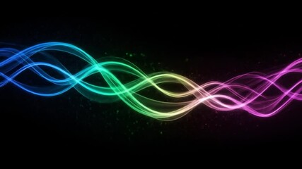 Wall Mural - Abstract spectrum waves float above background glitter. For motion graphic design
