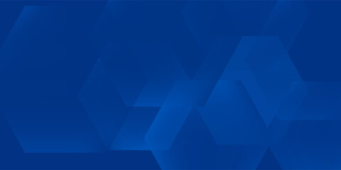 Poster - Modern abstract blue background with glowing geometric lines. Blue gradient hexagon shape design. Futuristic modern