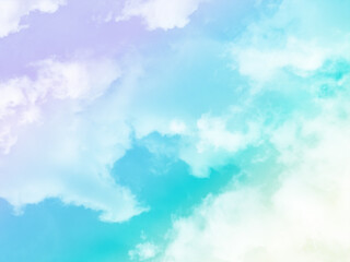 Wall Mural - beauty sweet pastel green and violet colorful with fluffy clouds on sky. multi color rainbow image. abstract fantasy growing light
