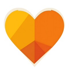 Poster - Geometric heart icon, vibrant colors.  A stylized heart shape composed of many small, triangular facets, creating a mosaic effect. The heart is a gradient of warm, orange hues