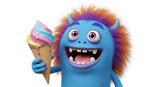Cartoon monster with ice cream cone