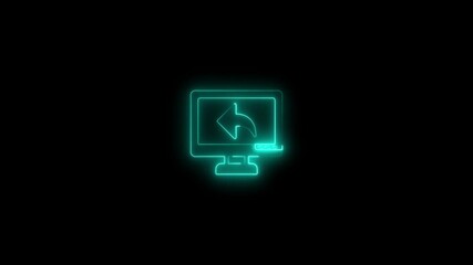 Aufkleber - Glowing neon line share icon. share icon on black background.