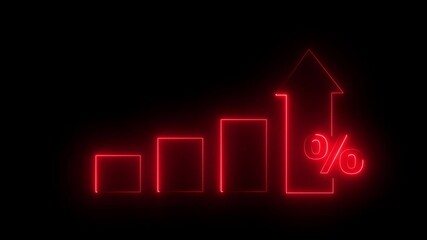 Poster - Abstract neon business concept chart icon animation background. 12 graph bar animation increased. 12 month increased graph of success business.