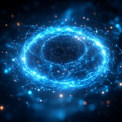 Poster - Glowing blue energy ring with particle effects